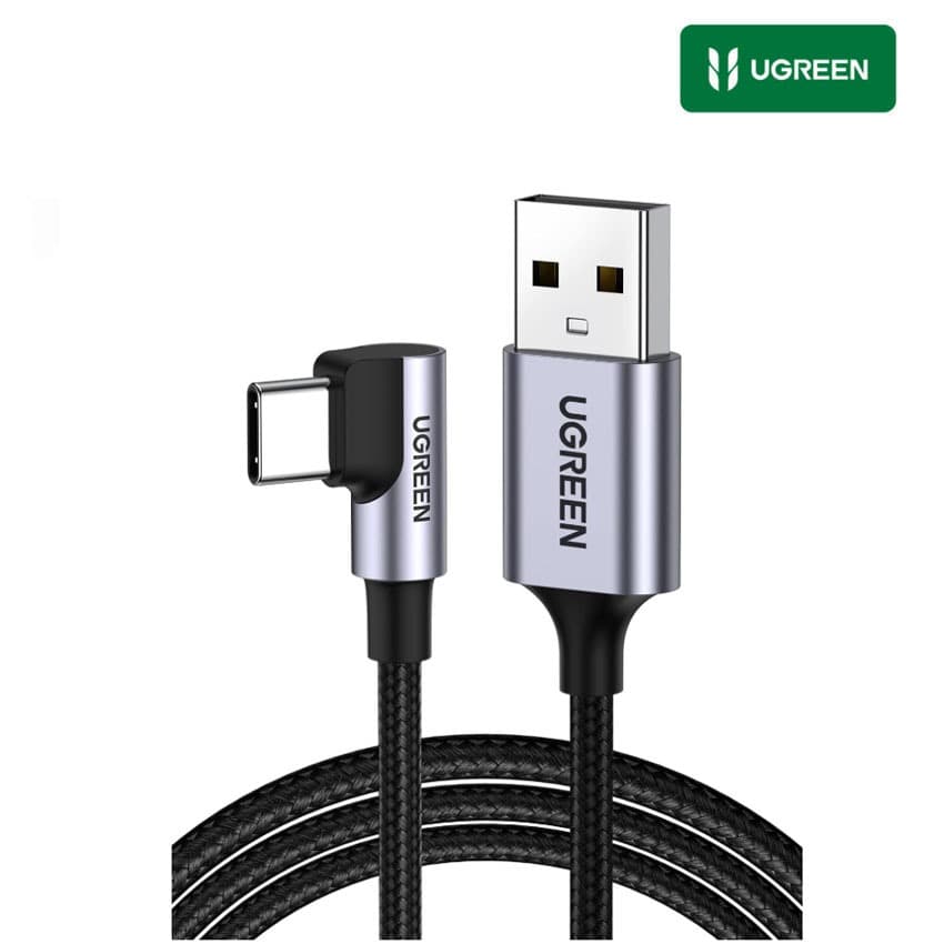 Cable UGREEN USB-A a USB-C Angulo 90° QC 3.0 para Galaxy S26 Ultra, Xiaomi, iPhone