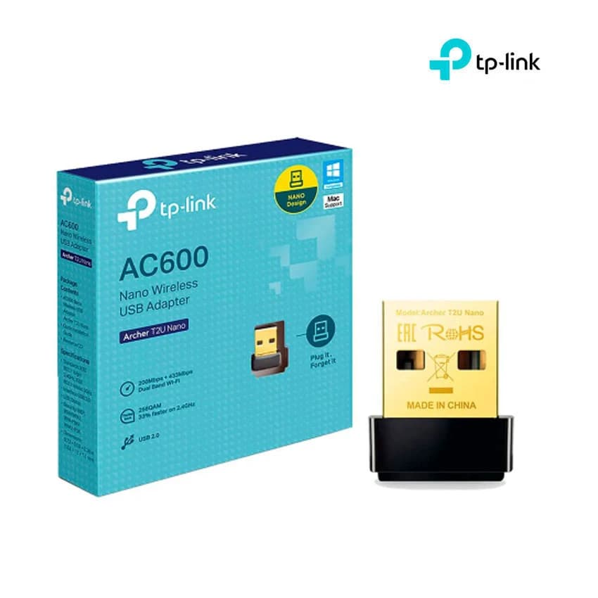 Adaptador WiFi USB TP-Link AC600 (Archer T2U Nano) 2.4G/ 5G para PC, Windows, Mac