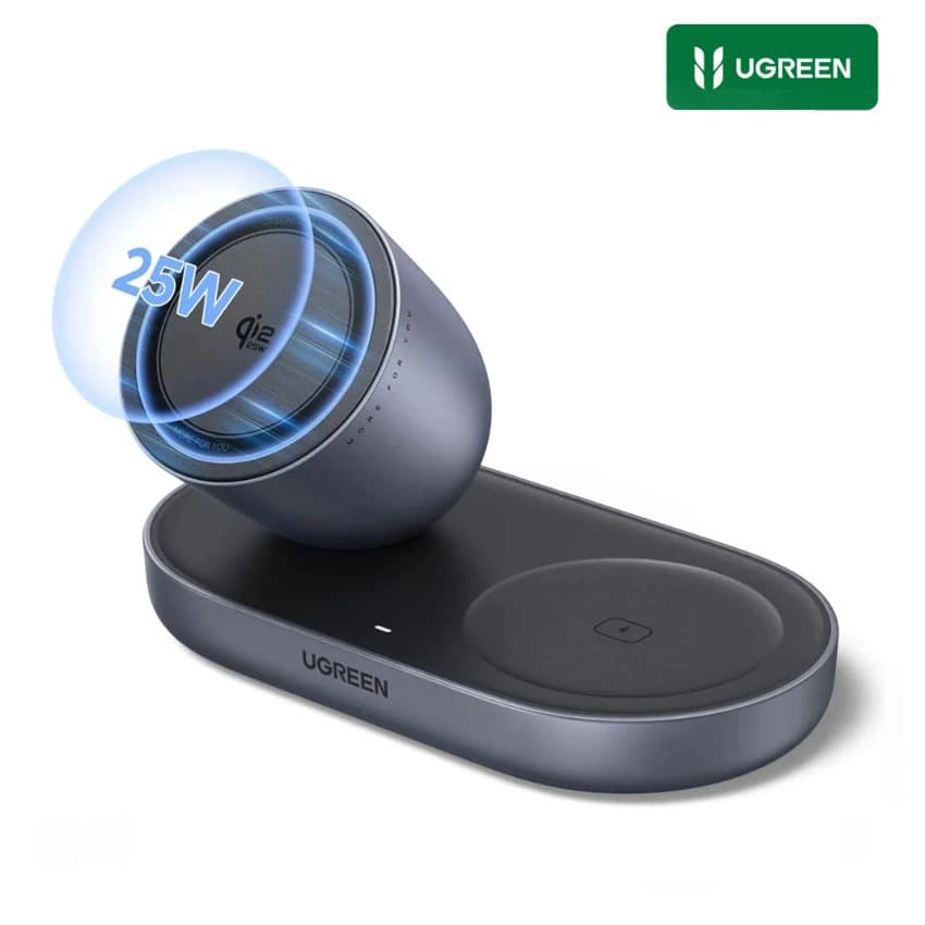 Cargador Inalambrico UGREEN Qi2 2en1 MagSafe Para iPhone 17, Airpods Pro W751