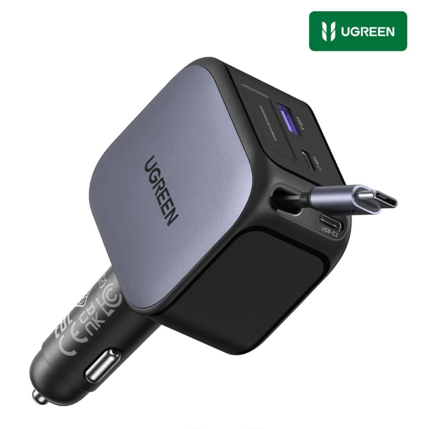 Cargador Carro UGREEN 145W USB-A, 2X USB-C para iPhone 17, Xiaomi, Galaxy