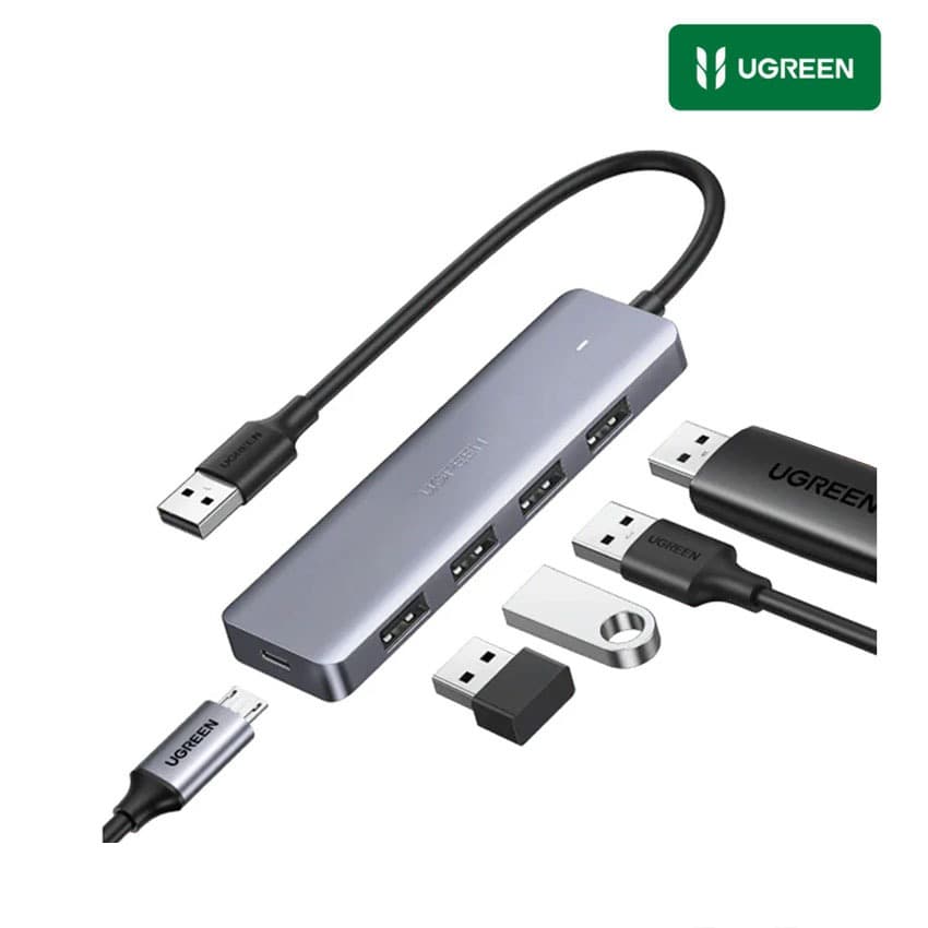 Adaptador Ugreen USB, Hub Multipuerto 4 en 1, USB 3.0