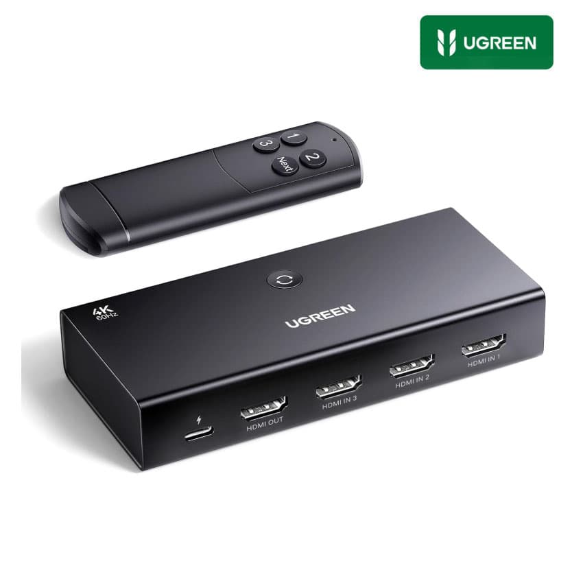 Conmutador Splitter Switch 3en1 UGREEN HDMI 2.1 4K 60Hz Dolby AC