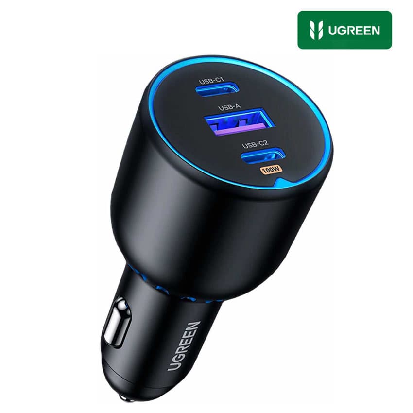 Cargador Carro UGREEN 130W USB-A, 2X USB-C para iPhone 17, Xiaomi, Galaxy
