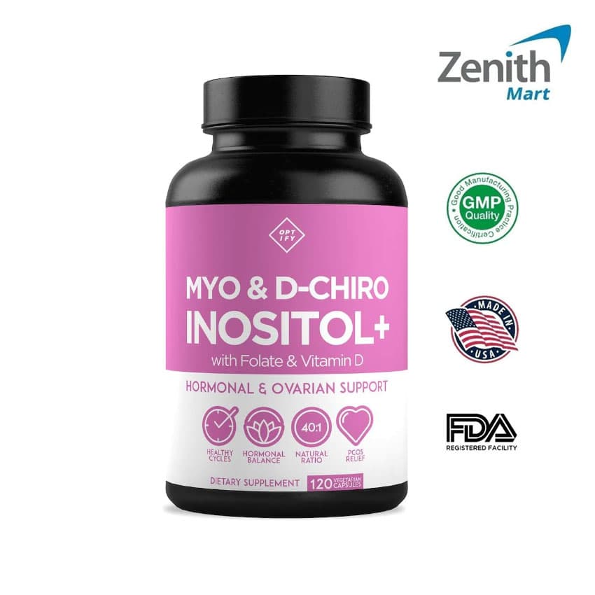 Suplemento Premium en Capsula de Inositol: Mioinositol y D-chiro más Folato y Vitamina D