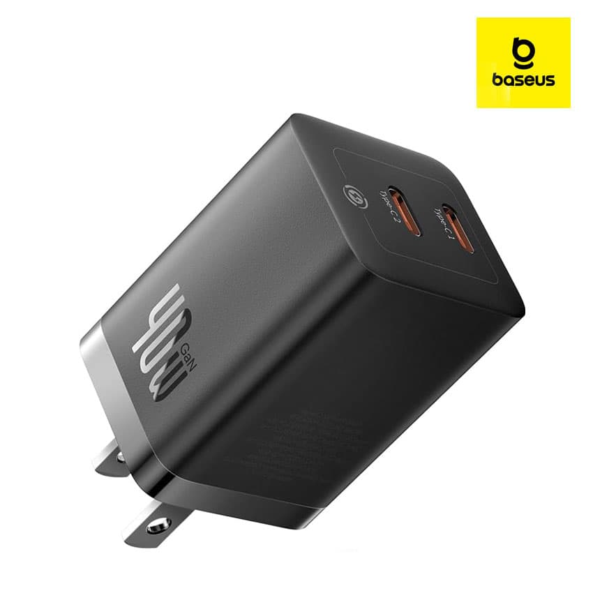 Cargador Baseus GaN5 Pro Dual USB-C 40W, iPhone, Macbook, iPad, Galaxy