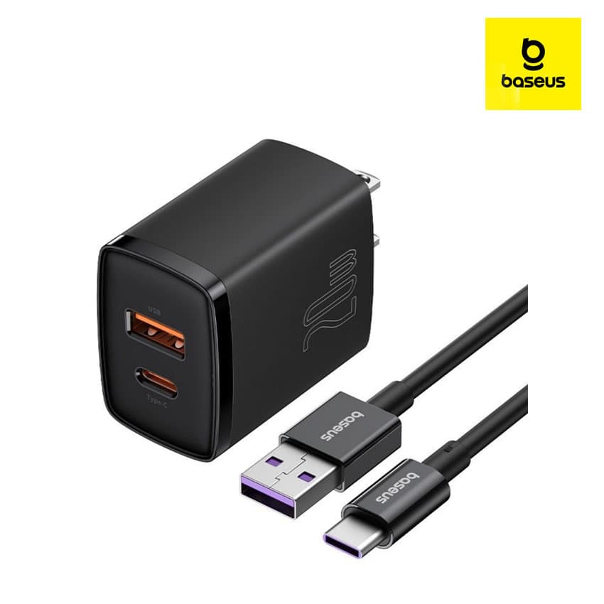 Cargador Baseus 20W Dual USB-A+USB-C, iPhone, Android, PD3.0, QC3.0