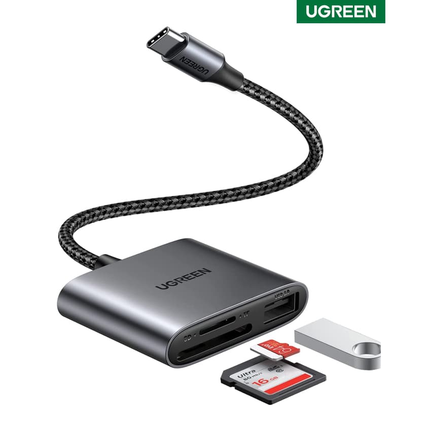 Lector de Tarjetas UGREEN 3 en 1 USB-C Type C a USB SD TF Tablet iPad Laptop Macbook