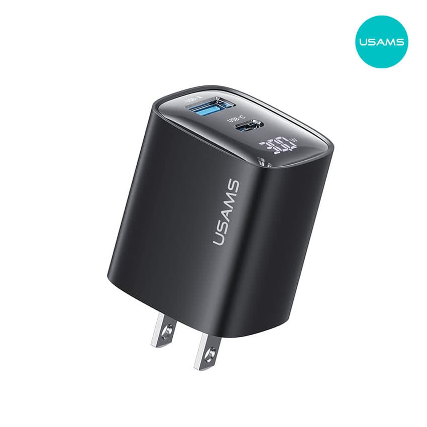 Cargador USAMS USB-C+USB-A 30W GaN Carga Rapida iPhone, iPad