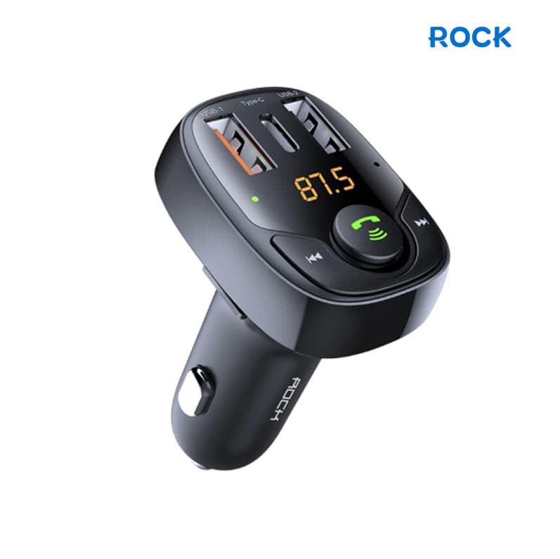 Cargador de Carro ROCK B301 FM 36W Carga Rapida iPhone 15, Samsung, Xiaomi, Huawei