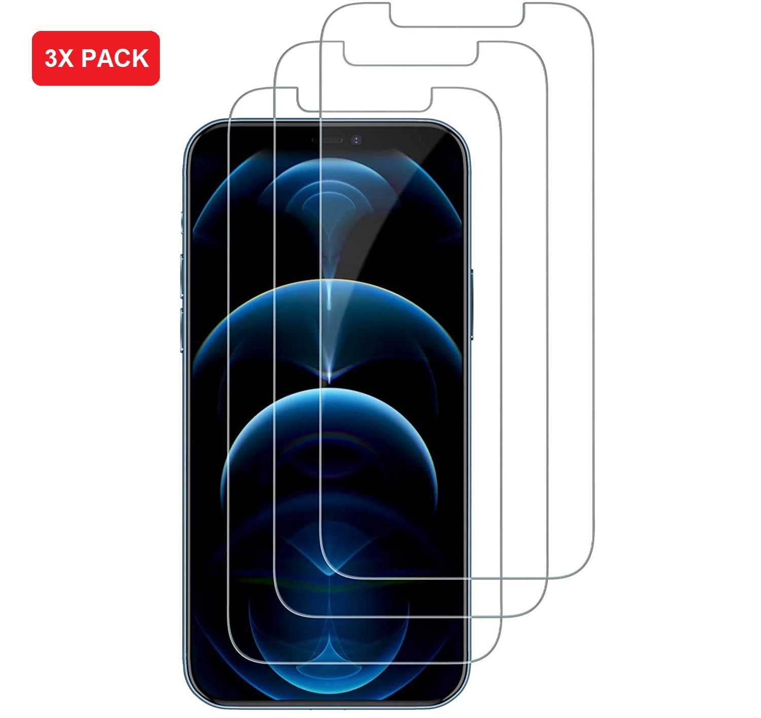 Pack x3 Mica Protector Pantalla Vidrio Templado iPhone 12, Mini, Pro , Pro Max
